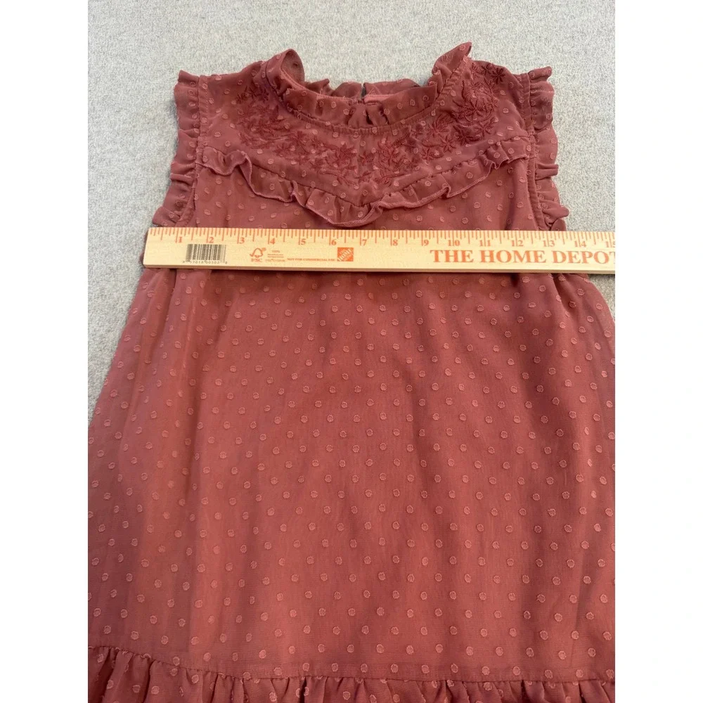 Girls Boutique Swiss Dot Ruffle Dress Sz 14 Dusty Rose Tiered Party Tween Flowy